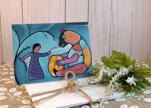 Blank Folding Greeting Cards & Envelopes Materials: standard card stock, print of original paintings All occasion gorgeous blank cards and envelopes Artwork done by Loretta Gould  Mi'kmaq Artist from Nova Scotia (Waycobah First Nation)