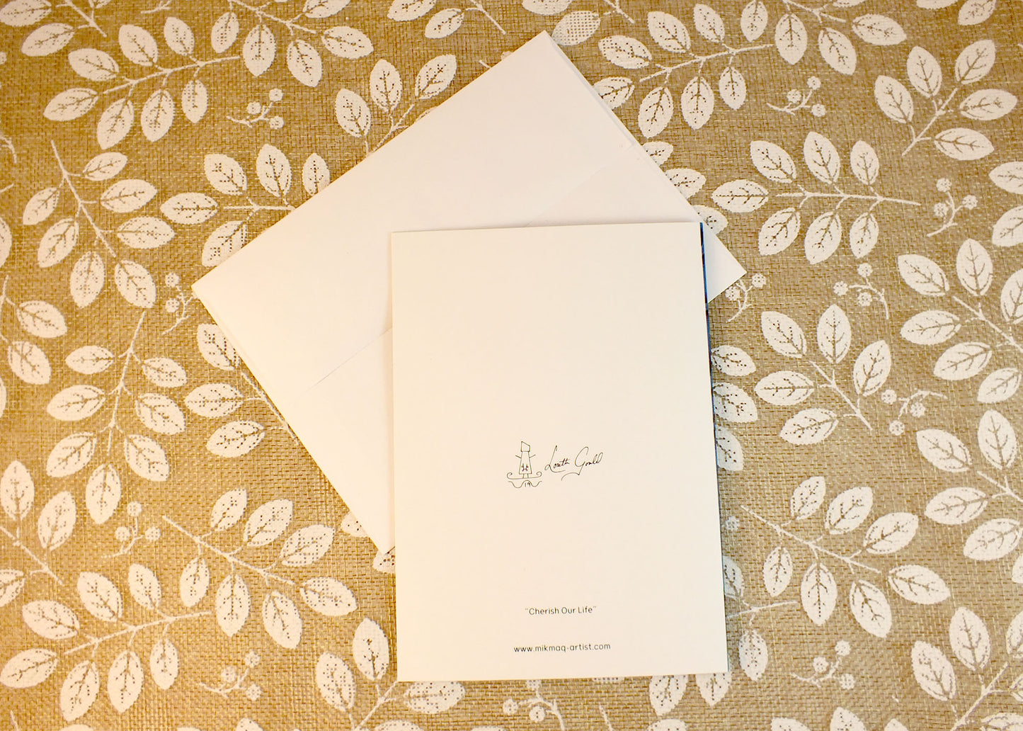 Blank Folding Greeting Cards & Envelopes Materials: standard card stock, print of original paintings All occasion gorgeous blank cards and envelopes Artwork done by Loretta Gould Mi'kmaq Artist from Nova Scotia (Waycobah First Nation)
