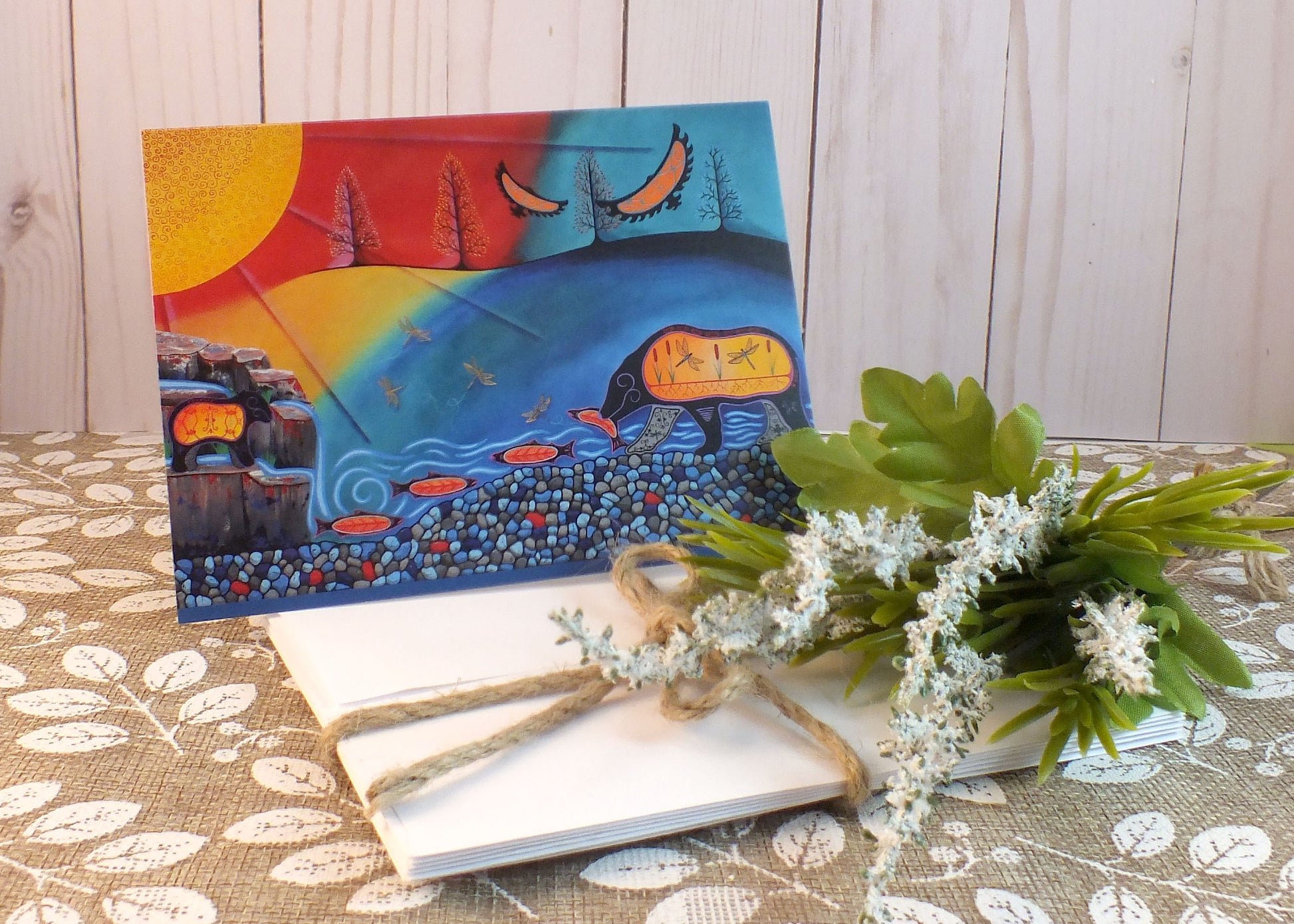Blank Folding Greeting Cards & Envelopes Materials: standard card stock, print of original paintings All occasion gorgeous blank cards and envelopes Artwork done by Loretta Gould  Mi'kmaq Artist from Nova Scotia (Waycobah First Nation)
