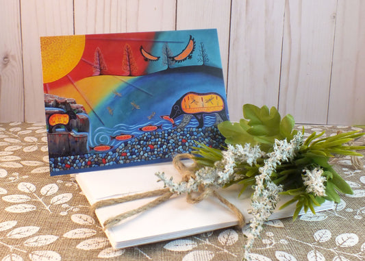 Blank Folding Greeting Cards & Envelopes Materials: standard card stock, print of original paintings All occasion gorgeous blank cards and envelopes Artwork done by Loretta Gould  Mi'kmaq Artist from Nova Scotia (Waycobah First Nation)