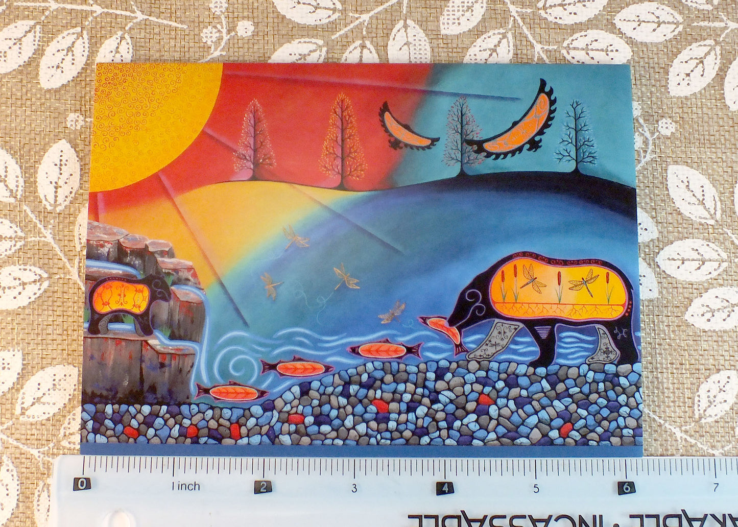 Blank Folding Greeting Cards & Envelopes Materials: standard card stock, print of original paintings All occasion gorgeous blank cards and envelopes Artwork done by Loretta Gould Mi'kmaq Artist from Nova Scotia (Waycobah First Nation)