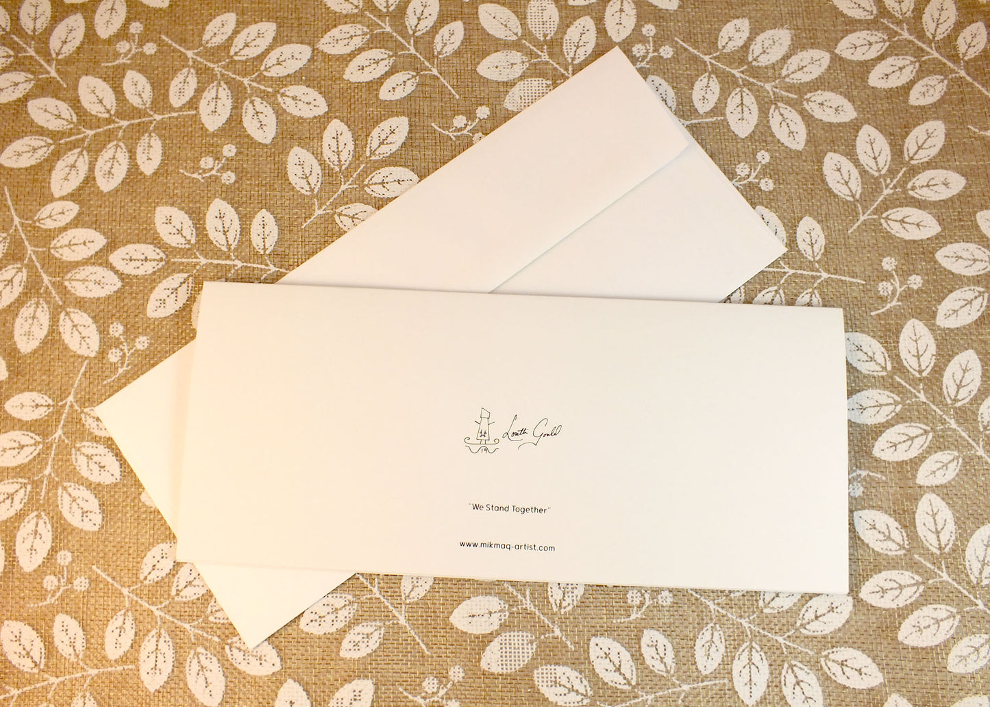 Blank Folding Greeting Cards & Envelopes Materials: standard card stock, print of original paintings All occasion gorgeous blank cards and envelopes Artwork done by Loretta Gould Mi'kmaq Artist from Nova Scotia (Waycobah First Nation)