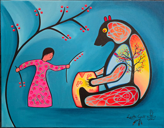 Girl feeding a Bear